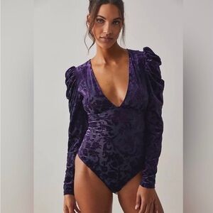 1. NWT Magic Hour Velvet Purple Bodysuit
